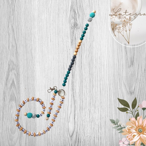 [lts-ka-rk-m-b-p] LATESSA® ABC-Kette mit Rechenkette für Jungen, personalisiert, Handmade in Germany