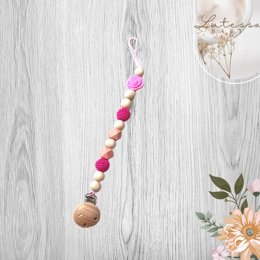 [lts-ba-sk-w-r-p] LATESSA® Schnullerkette für Mädchen, personalisiert und unpersonalisiert, Handmade in Germany